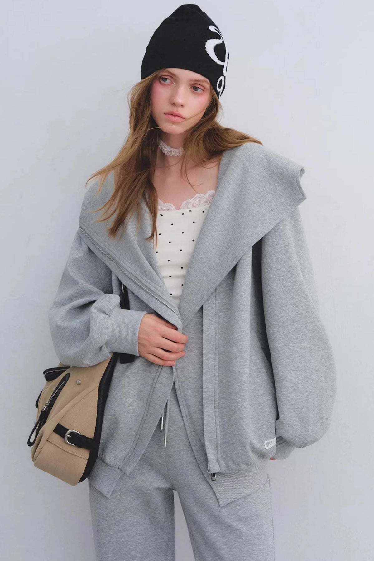 Pink Hooded Zip-Up Jacket Set-Up