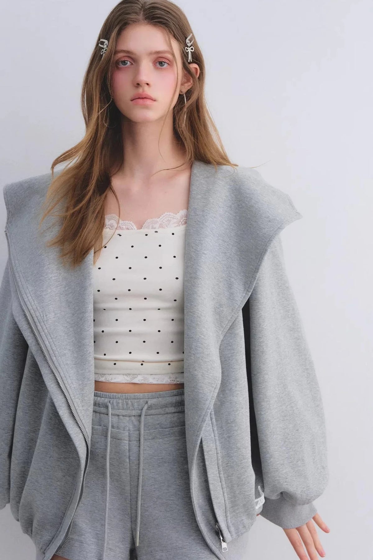 Pink Hooded Zip-Up Jacket Set-Up