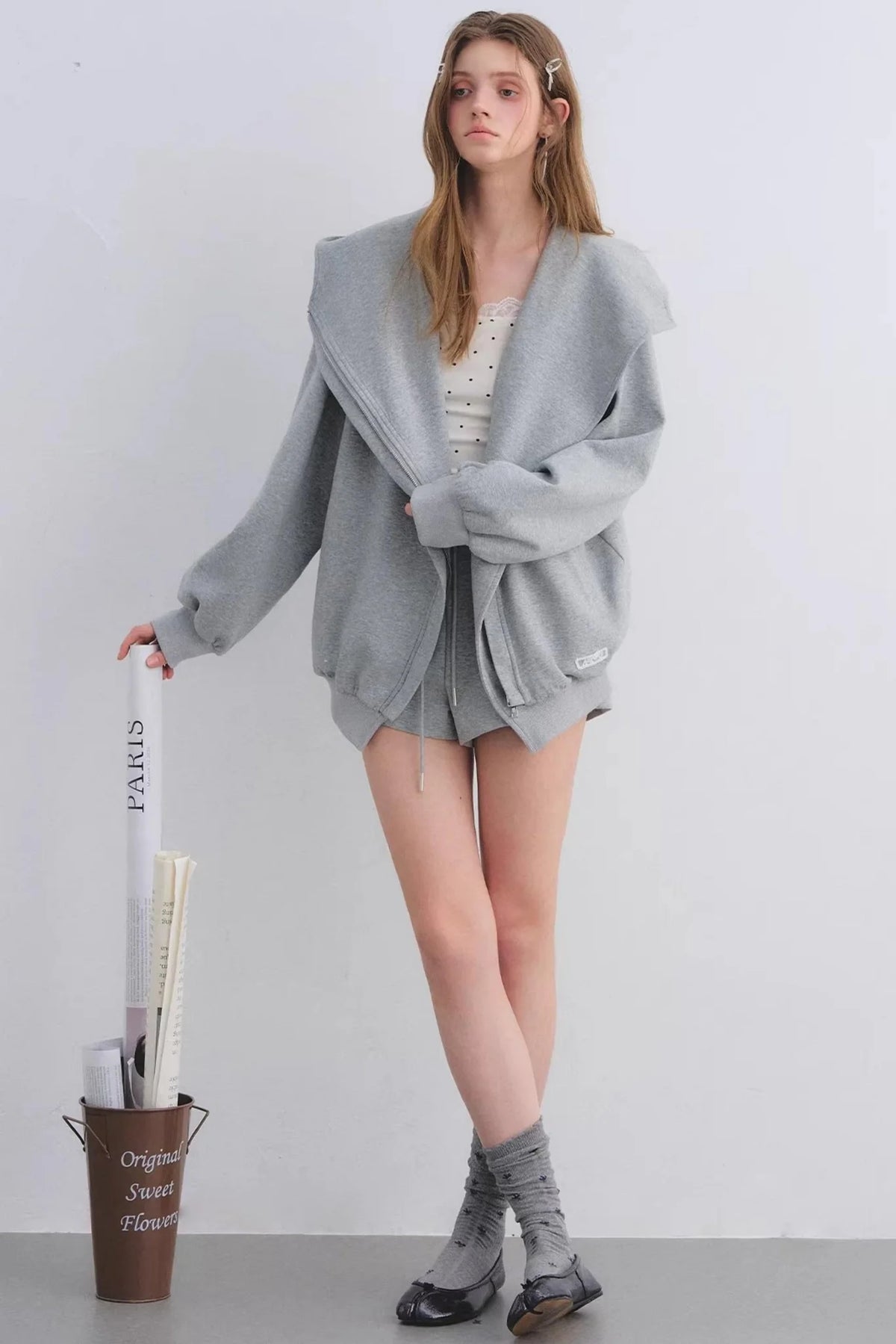 Pink Hooded Zip-Up Jacket Set-Up