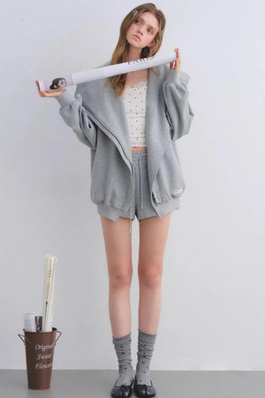 Pink Hooded Zip-Up Jacket Set-Up