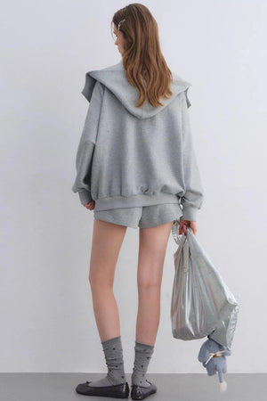 Pink Hooded Zip-Up Jacket Set-Up
