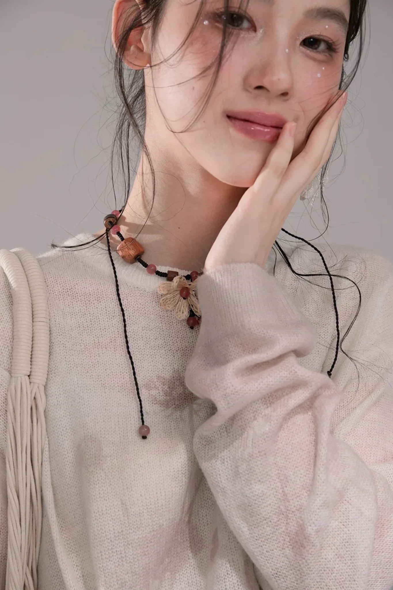 Pink Khaki Gradient Knit Blouse
