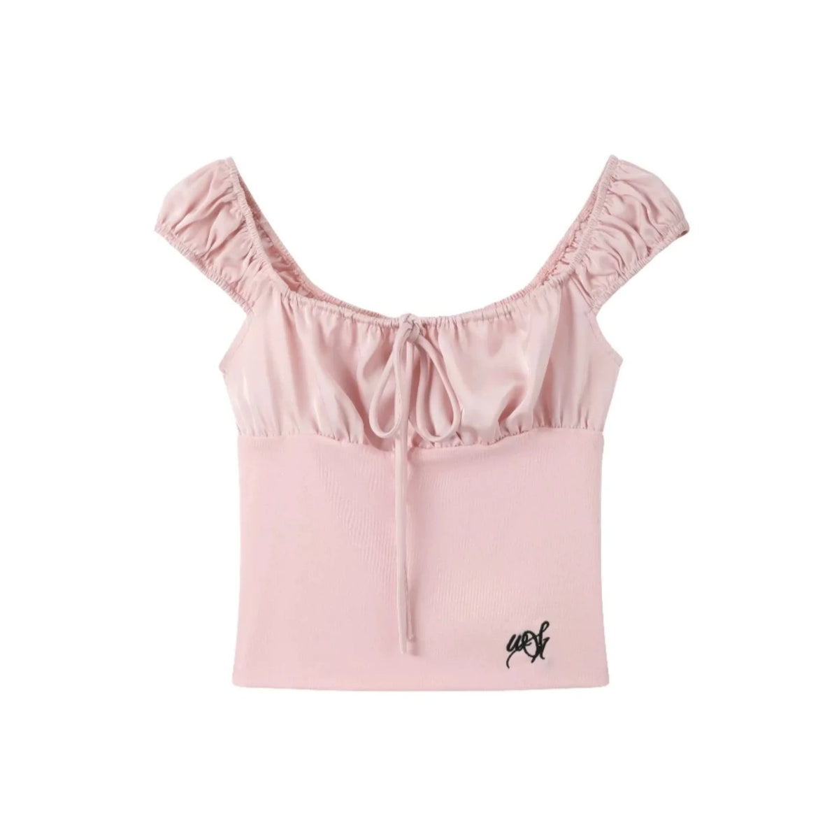Pink Knitted Lace-Up Top Skirt Set-Up