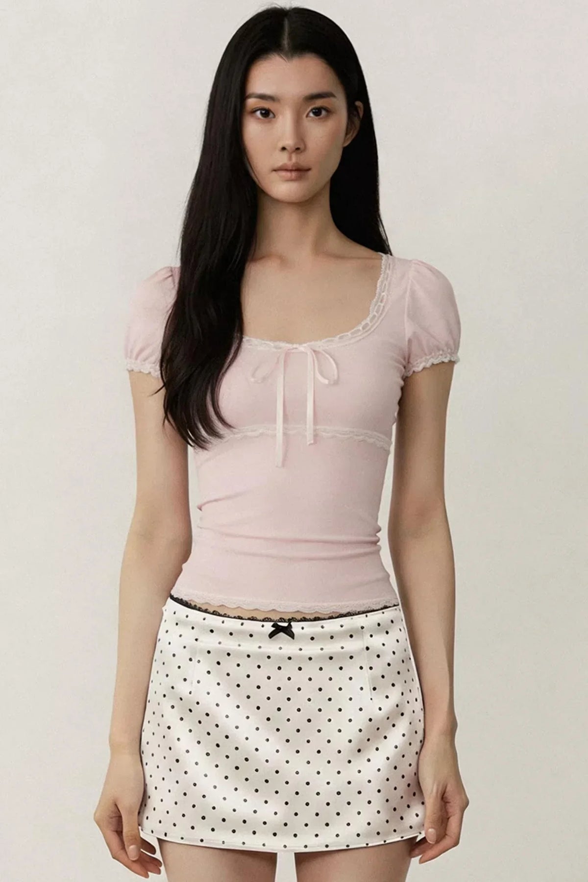 Pink Lace Puff Sleeve Top