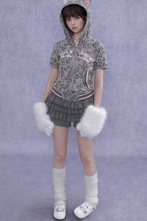 Pink Leopard Cat Ear Jacket