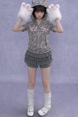 Pink Leopard Cat Ear Jacket