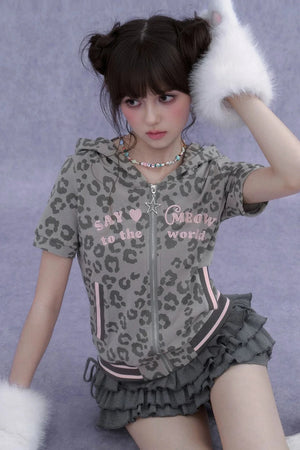 Pink Leopard Cat Ear Jacket