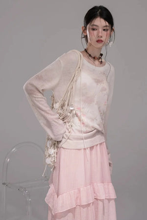 Pink Lyocell Pleated Skirt