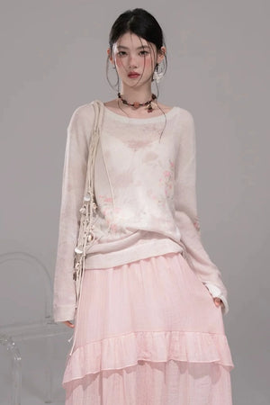 Pink Lyocell Pleated Skirt