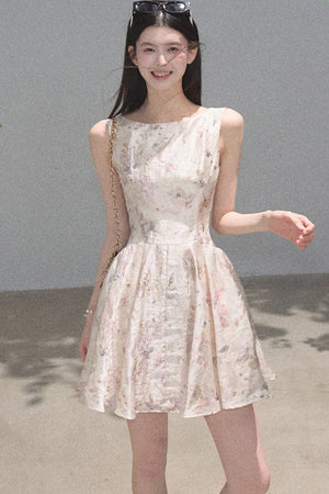 Pink Mist Linen Floral Dress