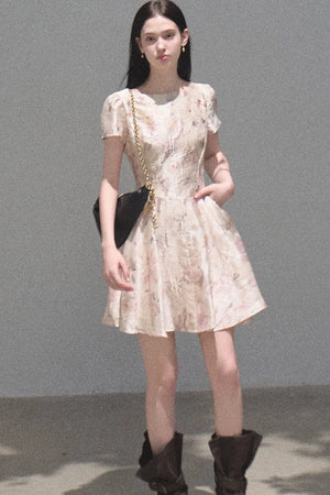 Pink Mist Linen Floral Dress