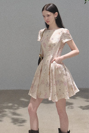 Pink Mist Linen Floral Dress