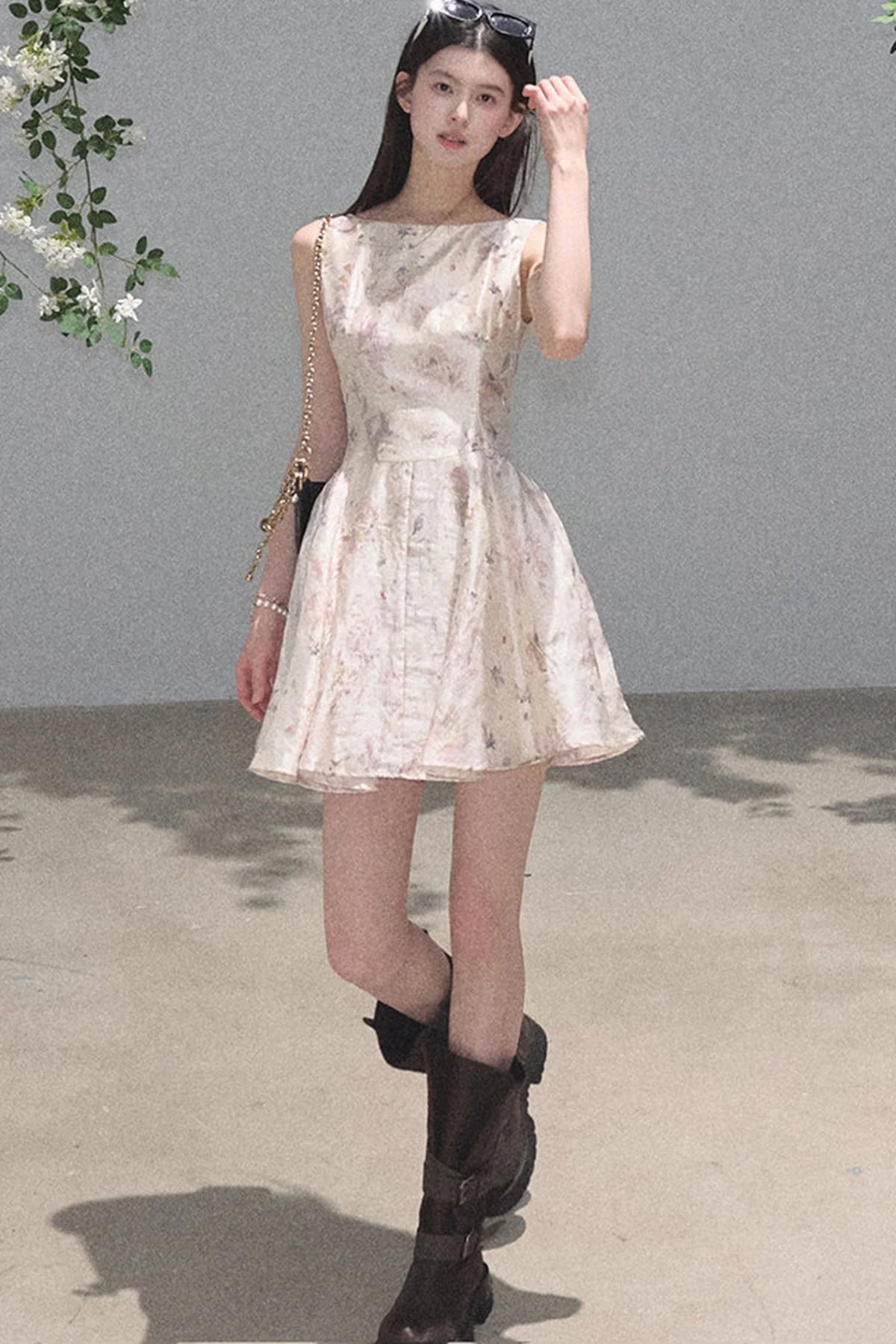 Pink Mist Linen Floral Dress