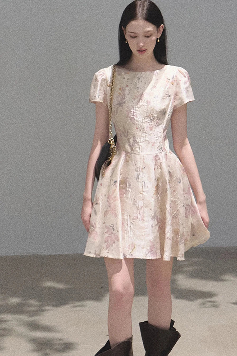 Pink Mist Linen Floral Dress