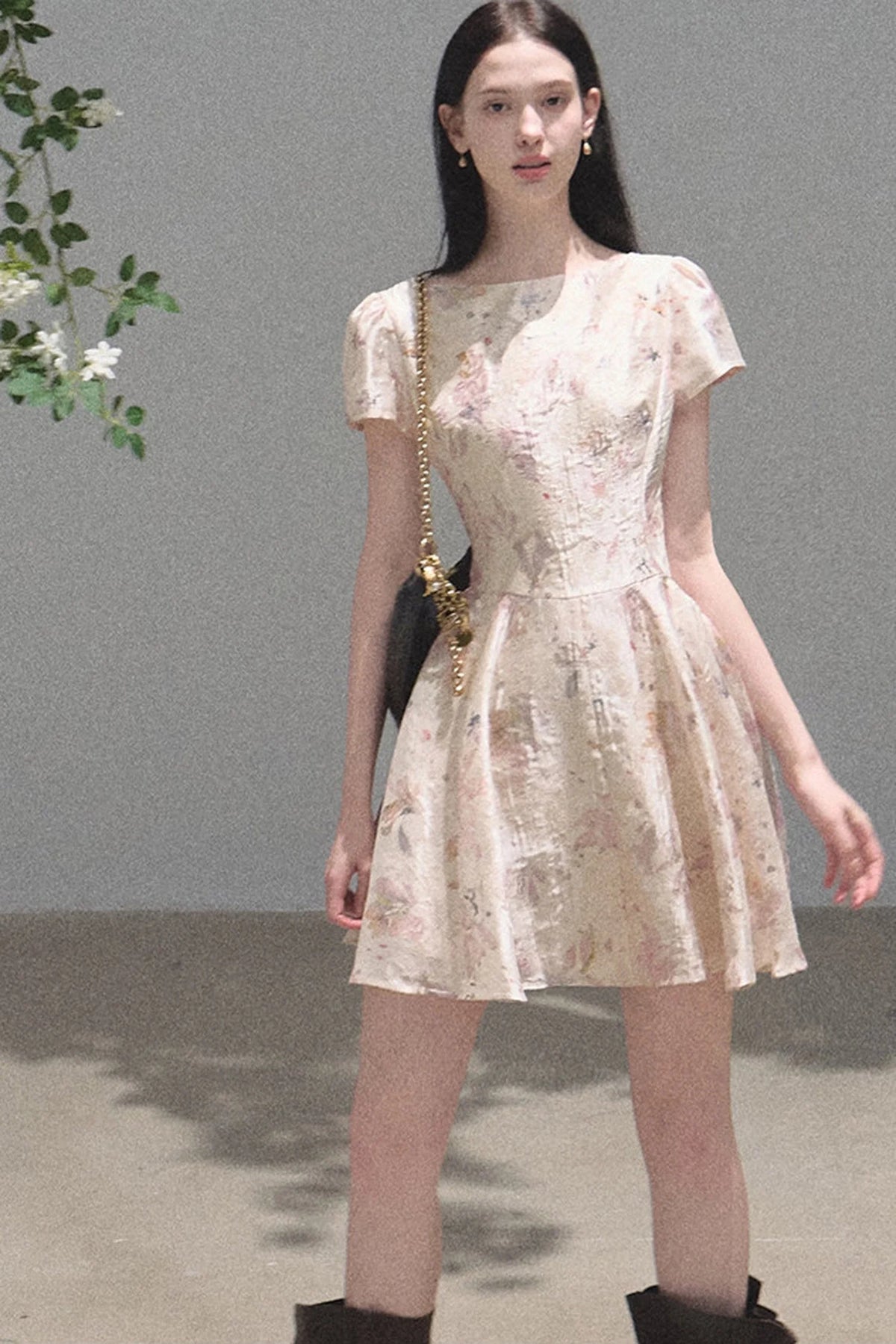 Pink Mist Linen Floral Dress