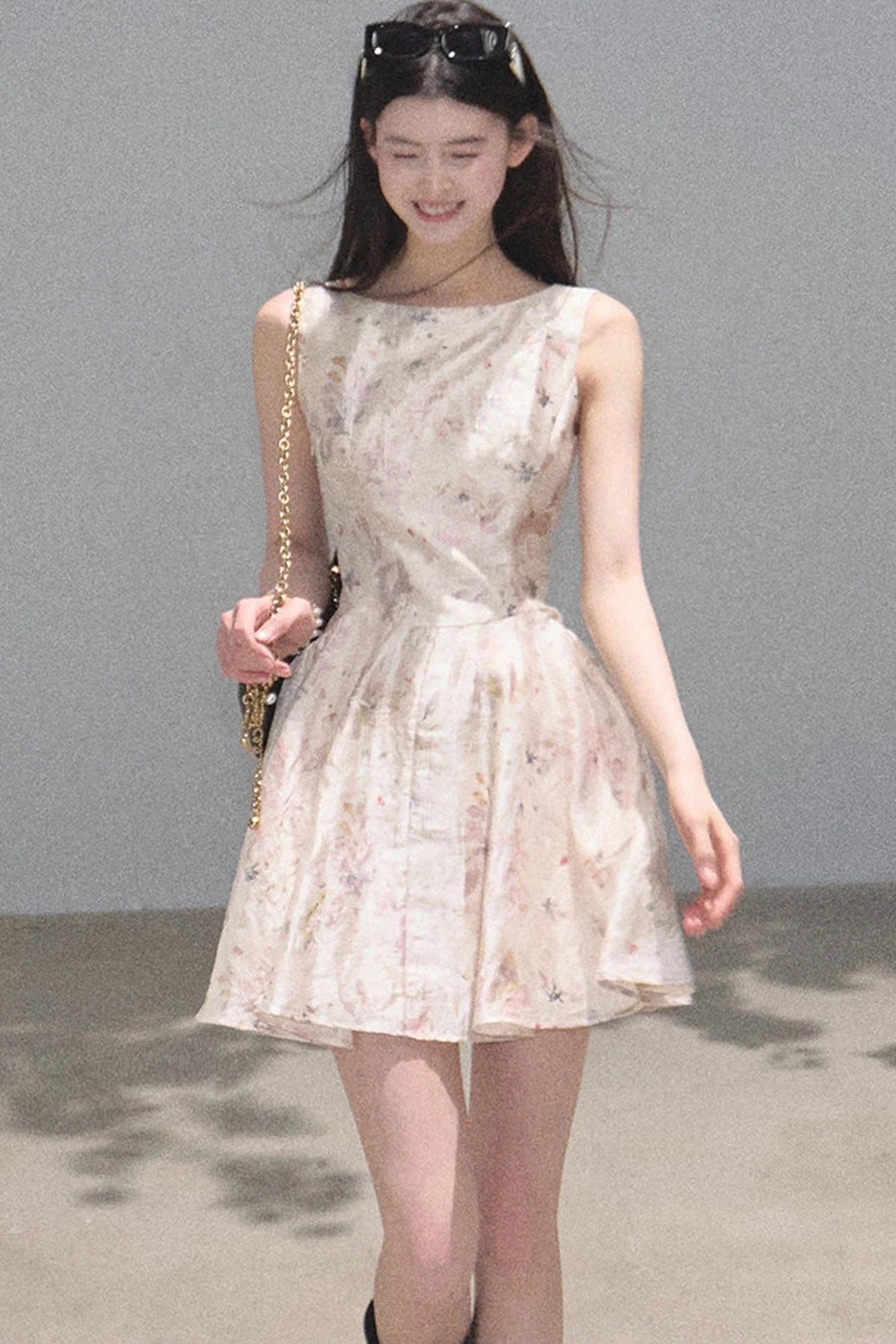 Pink Mist Linen Floral Dress