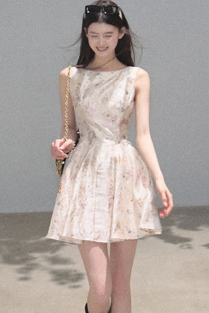 Pink Mist Linen Floral Dress