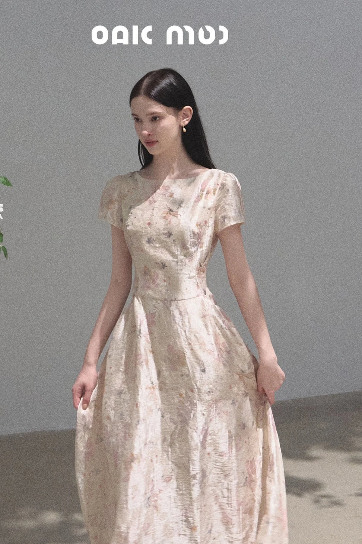 Pink Mist Linen Floral Dress