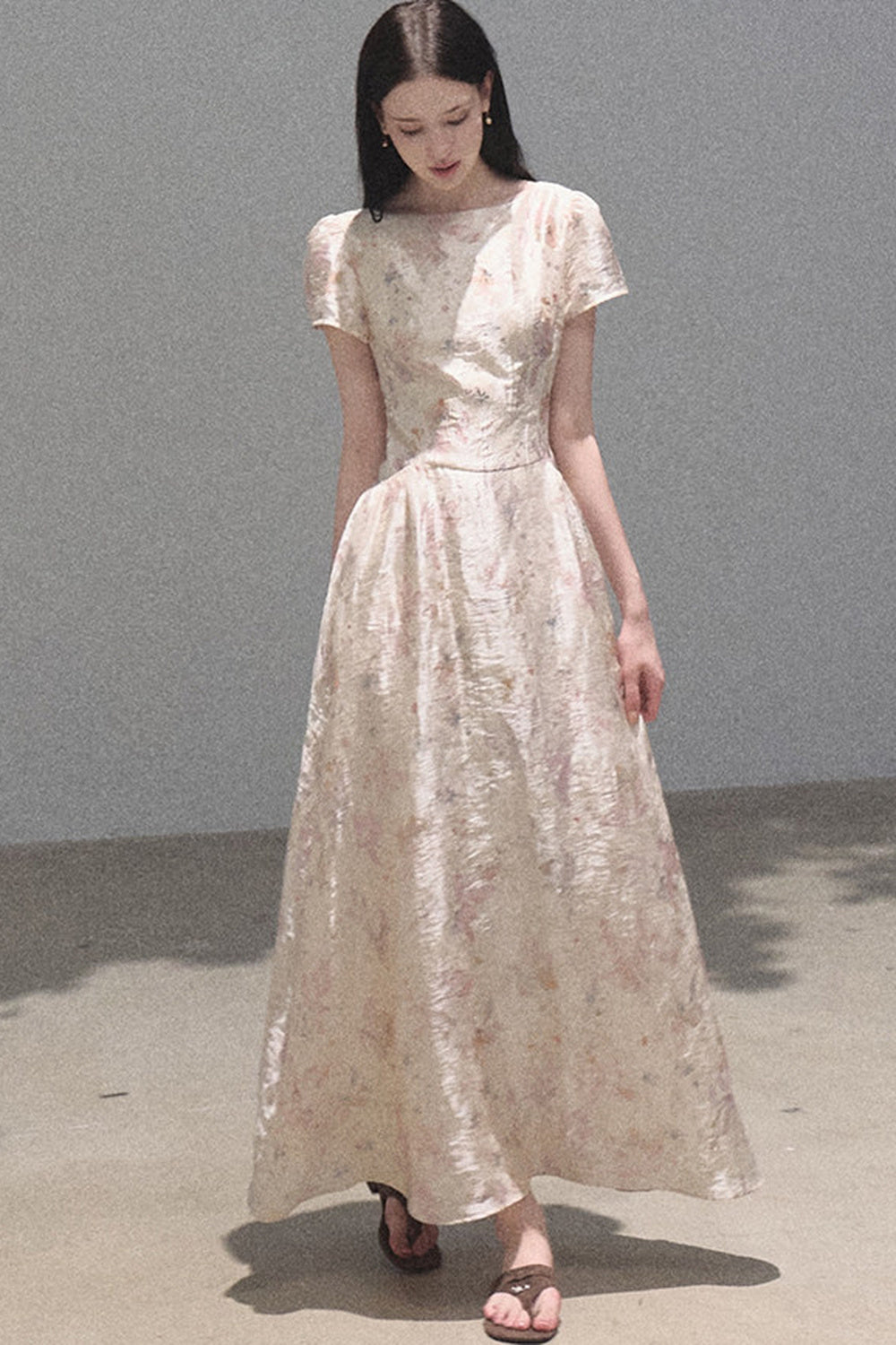 Pink Mist Linen Floral Dress