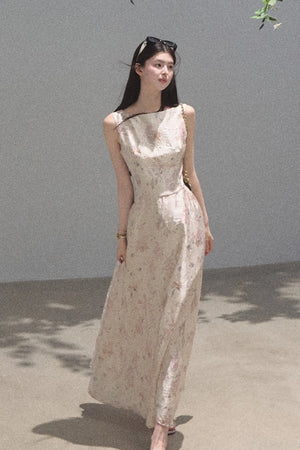 Pink Mist Linen Floral Dress