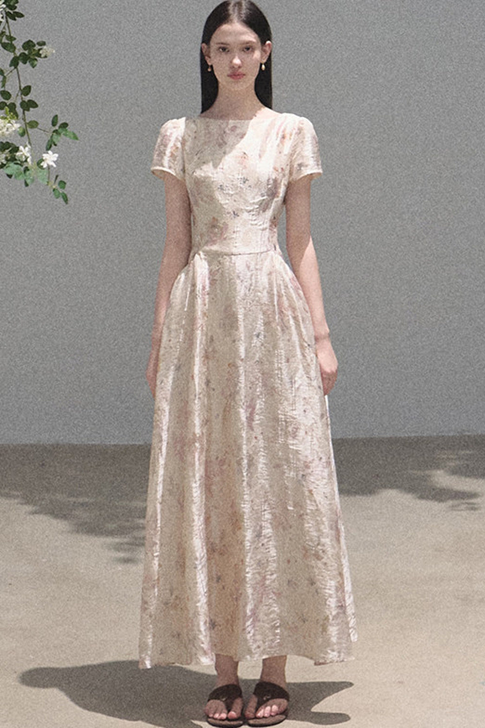 Pink Mist Linen Floral Dress