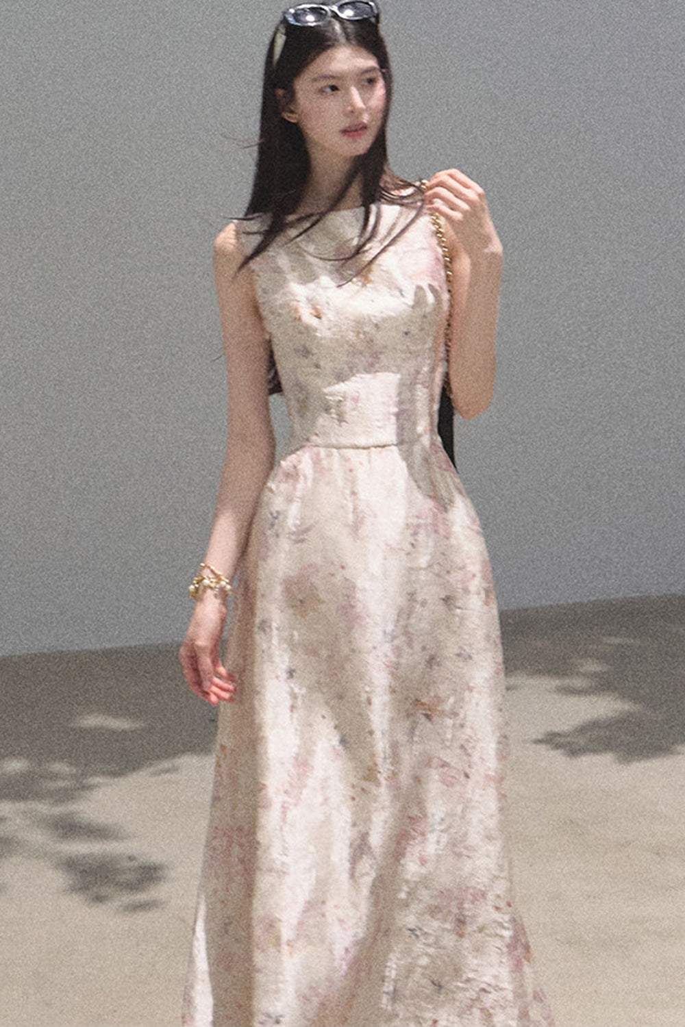 Pink Mist Linen Floral Dress