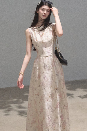 Pink Mist Linen Floral Dress