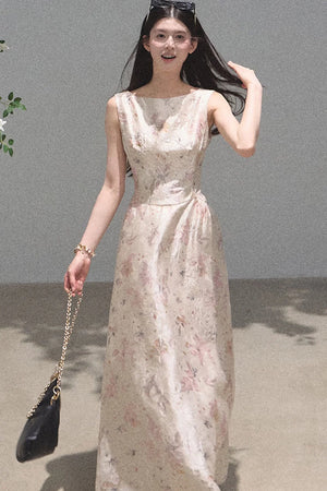 Pink Mist Linen Floral Dress