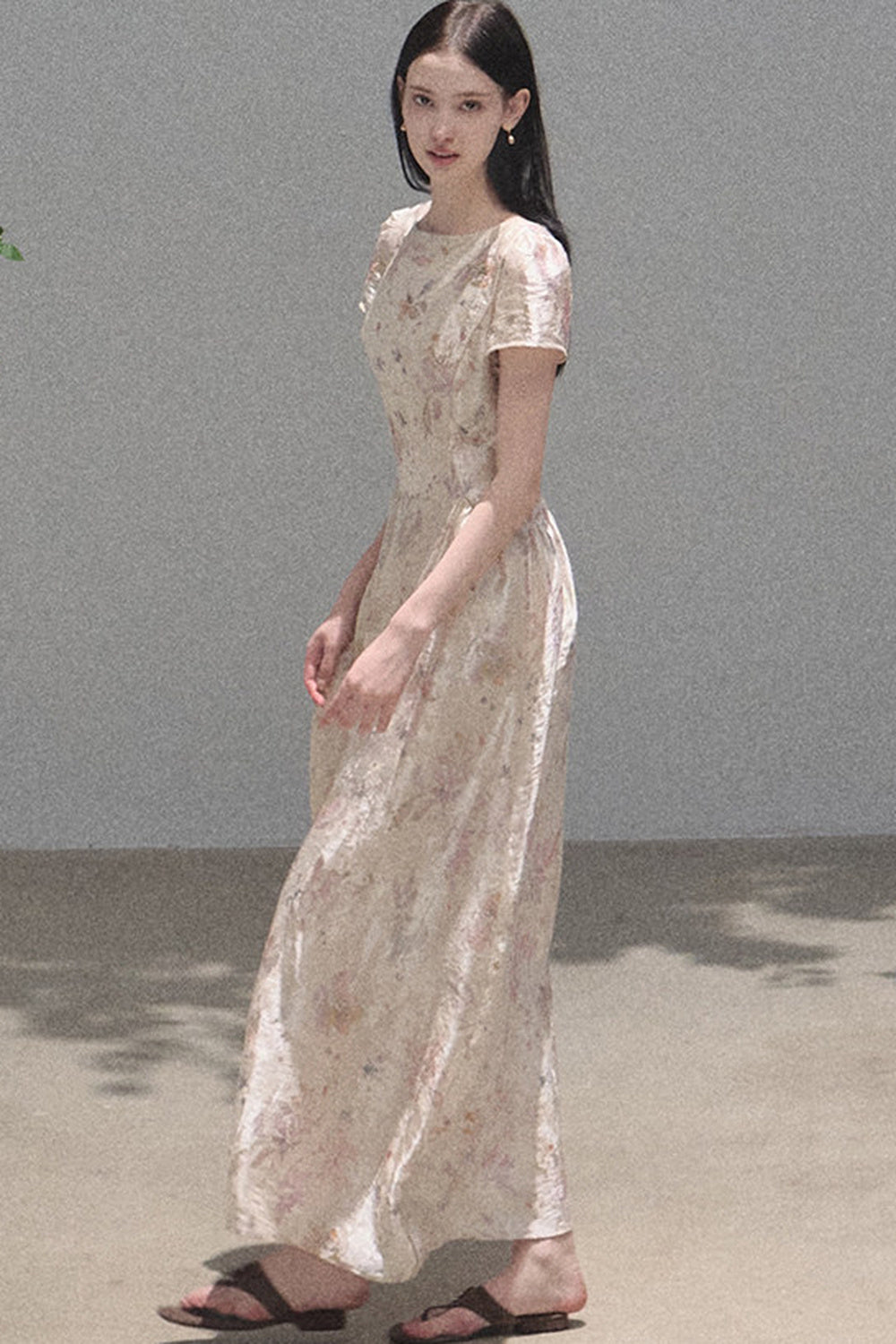 Pink Mist Linen Floral Dress
