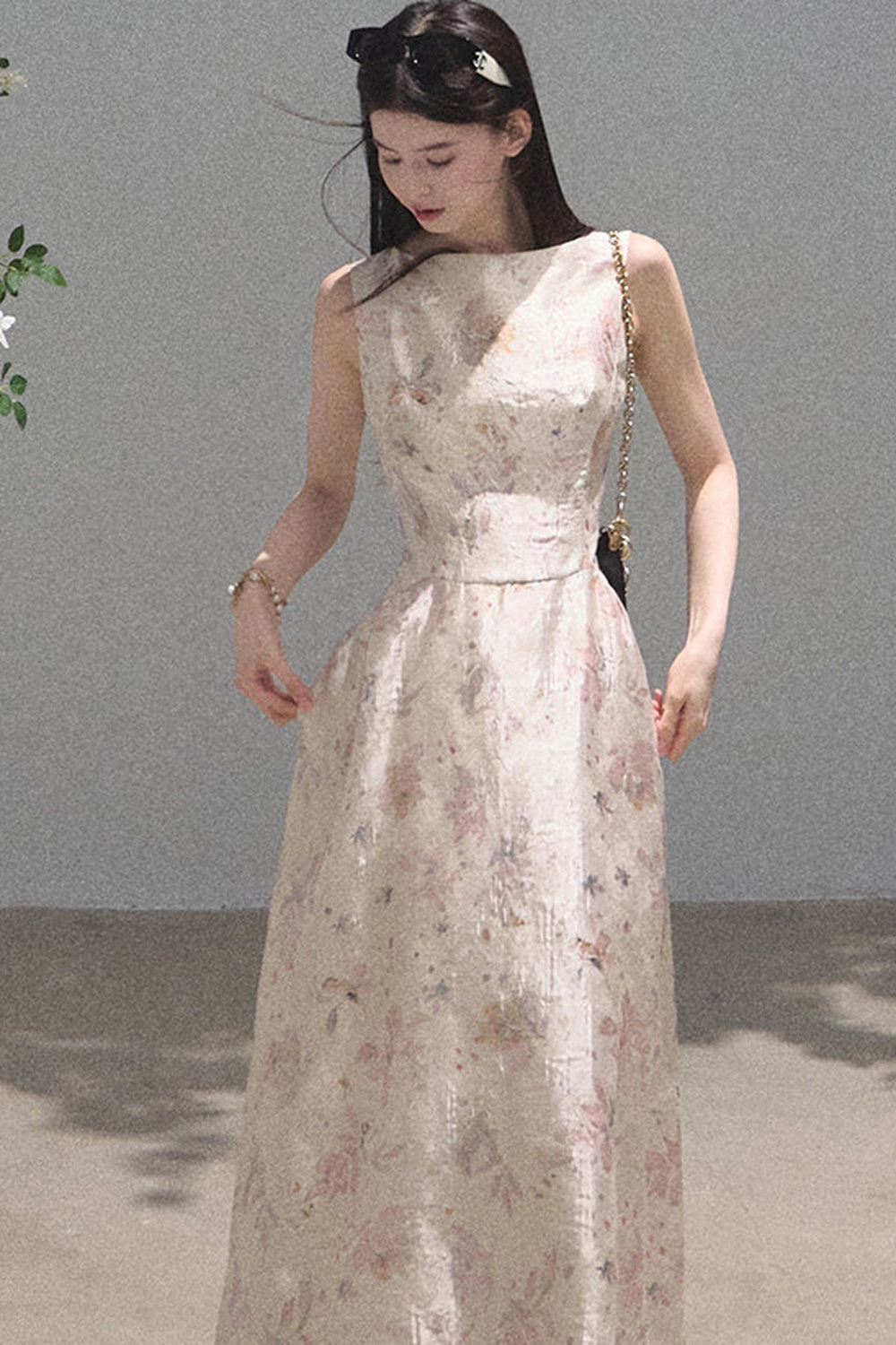 Pink Mist Linen Floral Dress