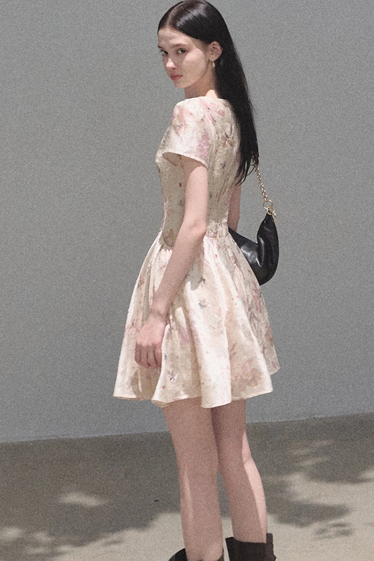 Pink Mist Linen Floral Dress