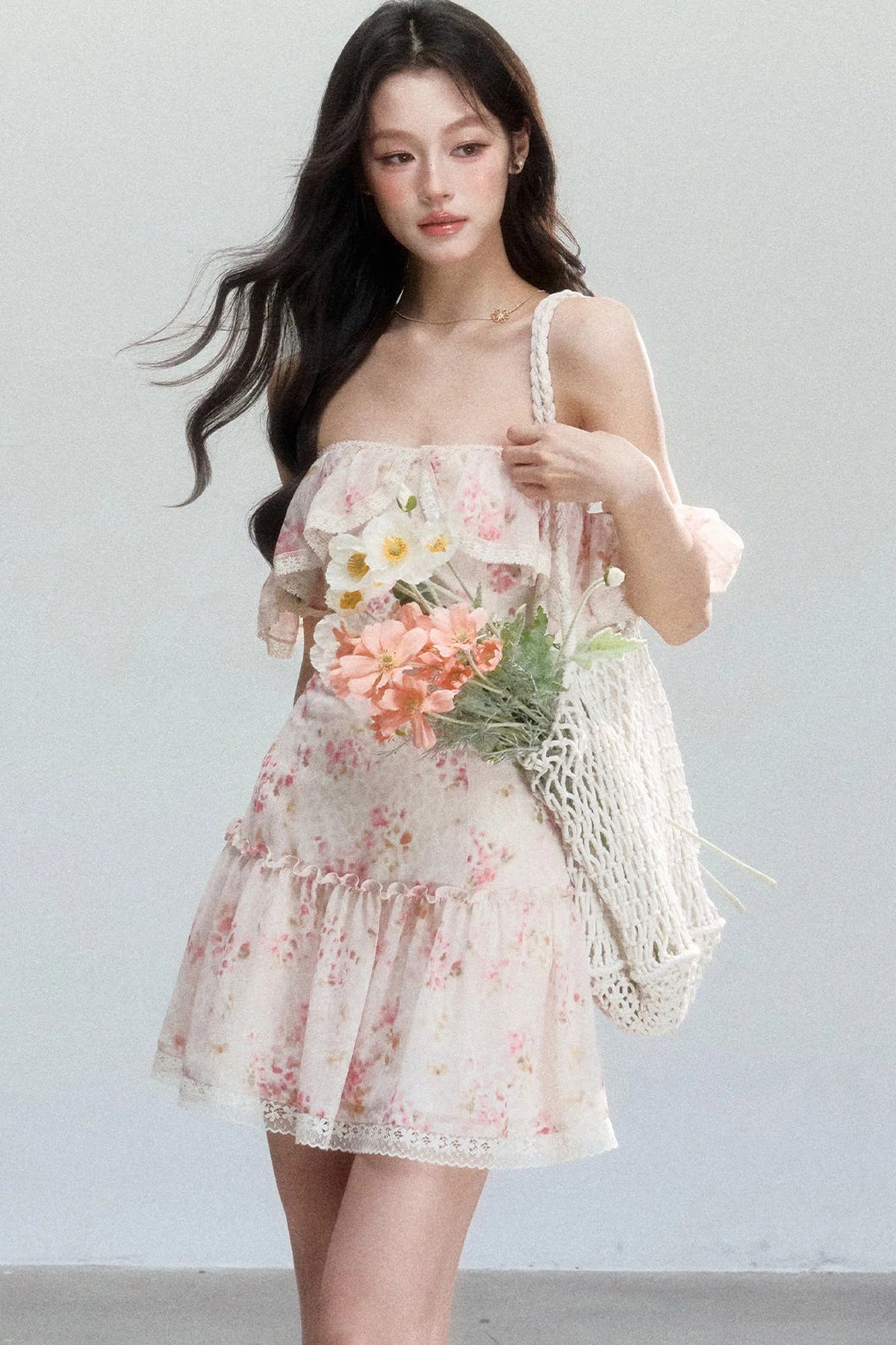 Pink Mist Off-Shoulder Dress