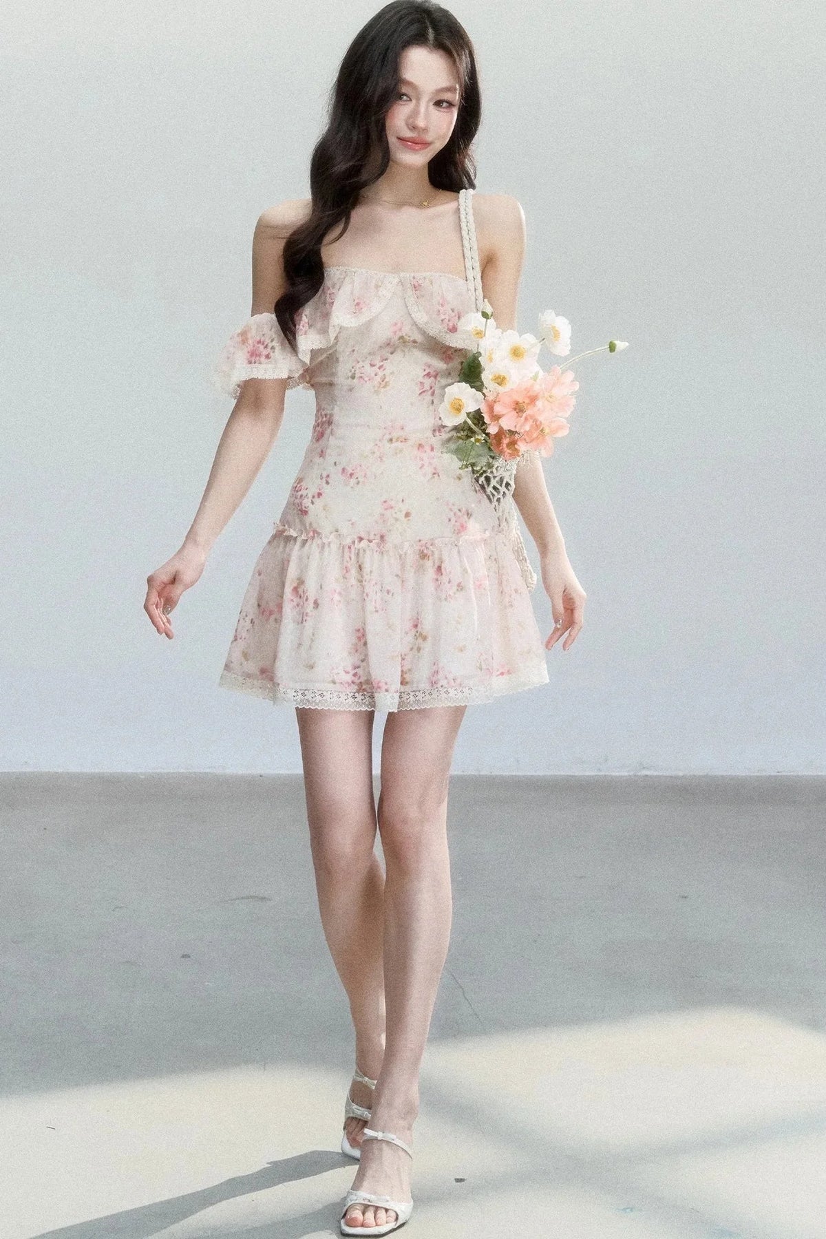 Pink Mist Off-Shoulder Dress
