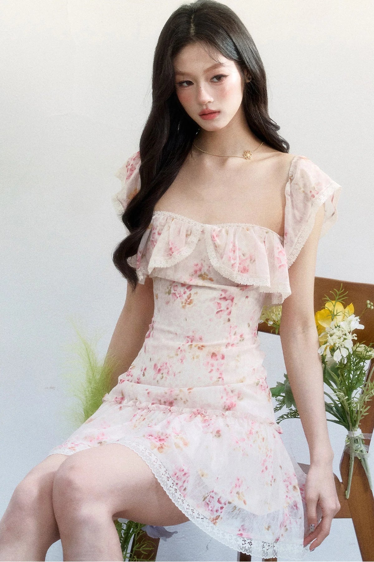 Pink Mist Off-Shoulder Dress