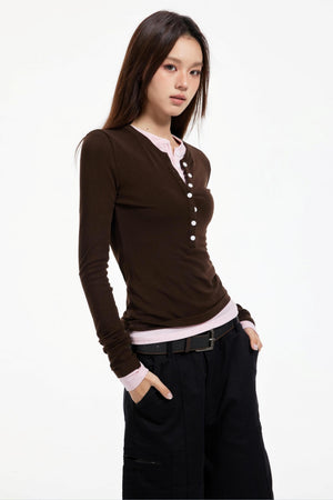 Pink Neck Knit Top
