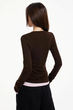 Pink Neck Knit Top