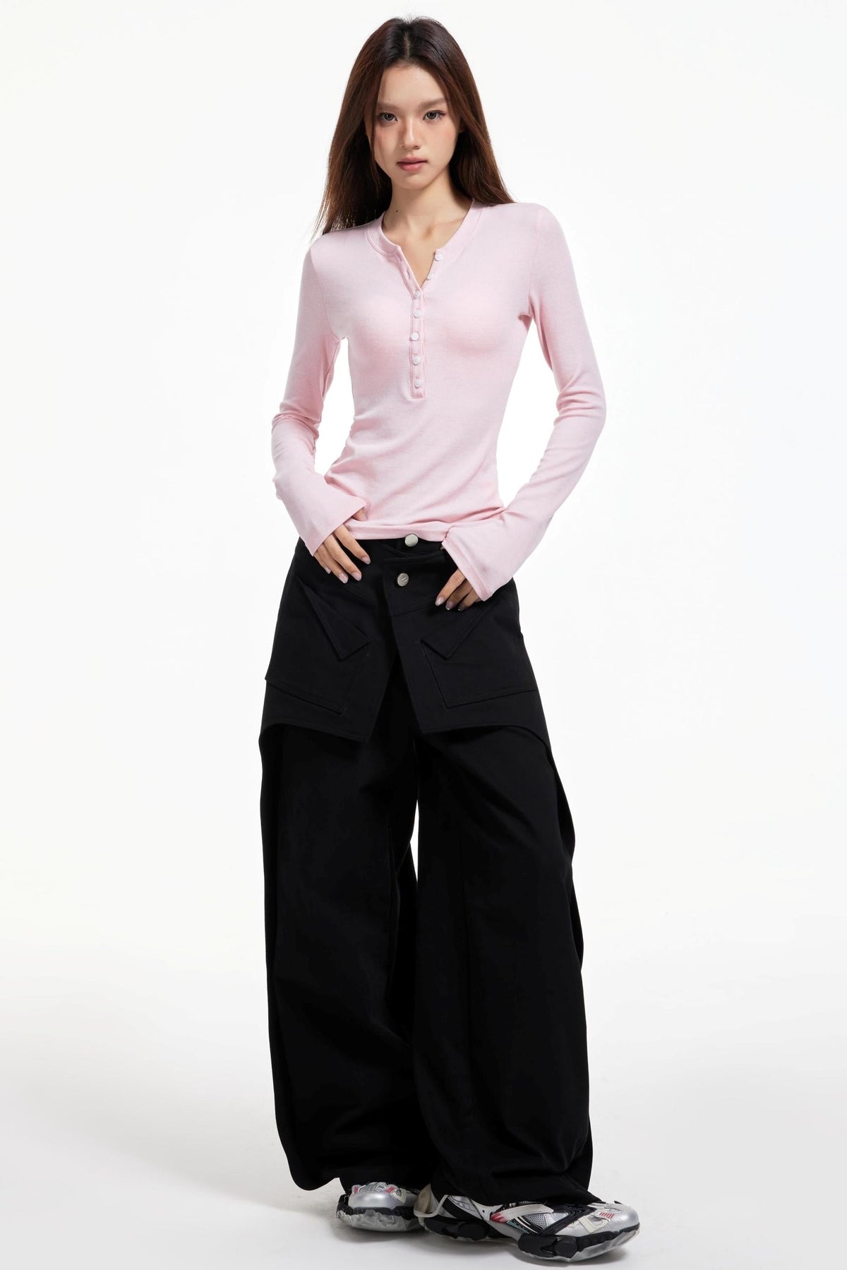 Pink Neck Knit Top