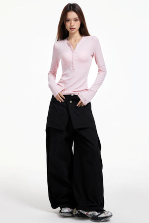 Pink Neck Knit Top