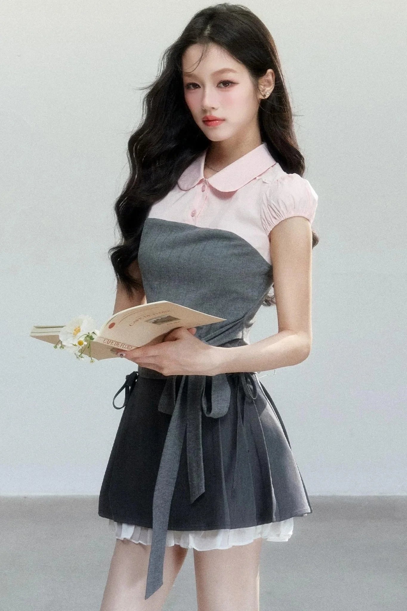 Pink Patchwork Tie-Up Blouse Set-Up