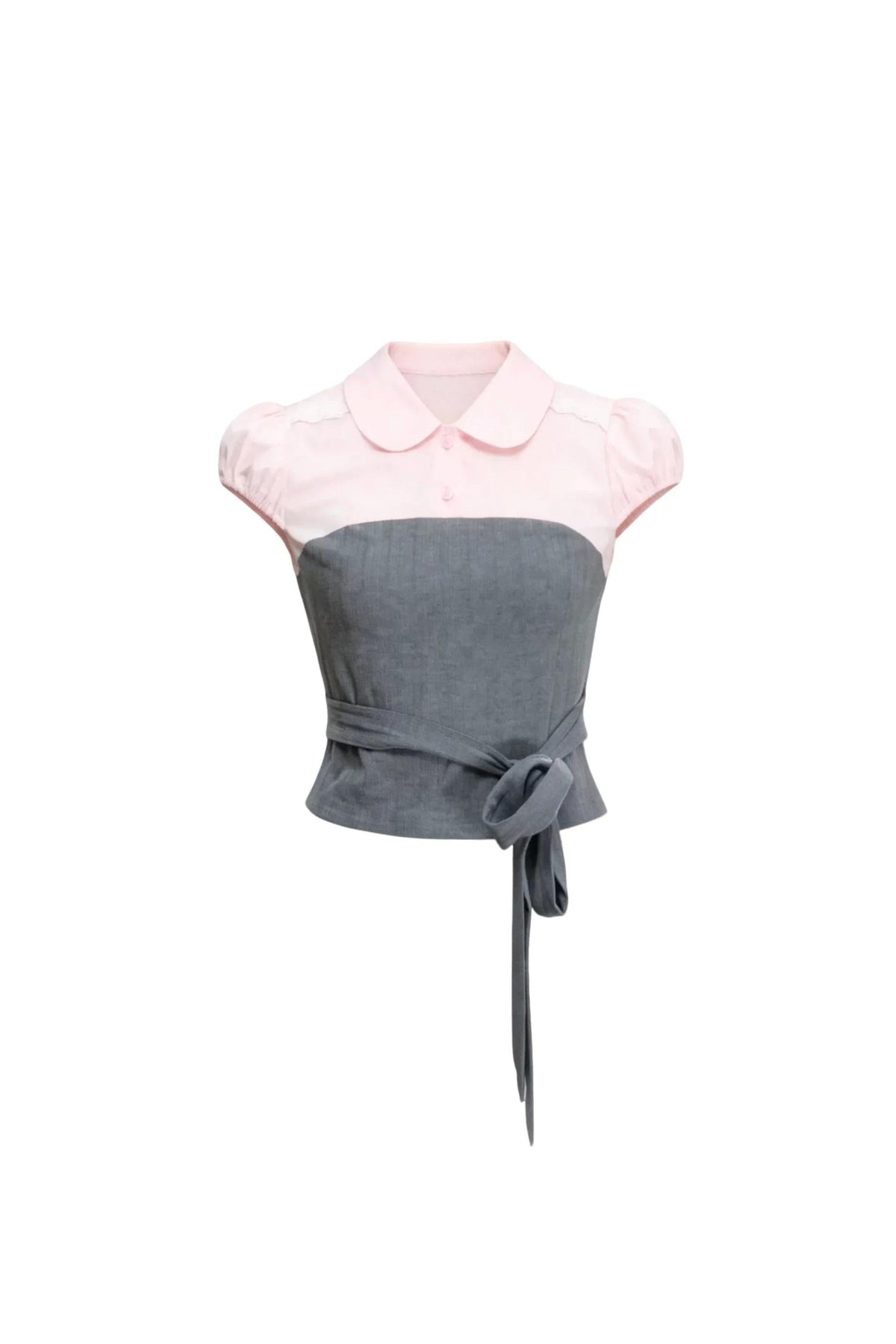 Pink Patchwork Tie-Up Blouse Set-Up