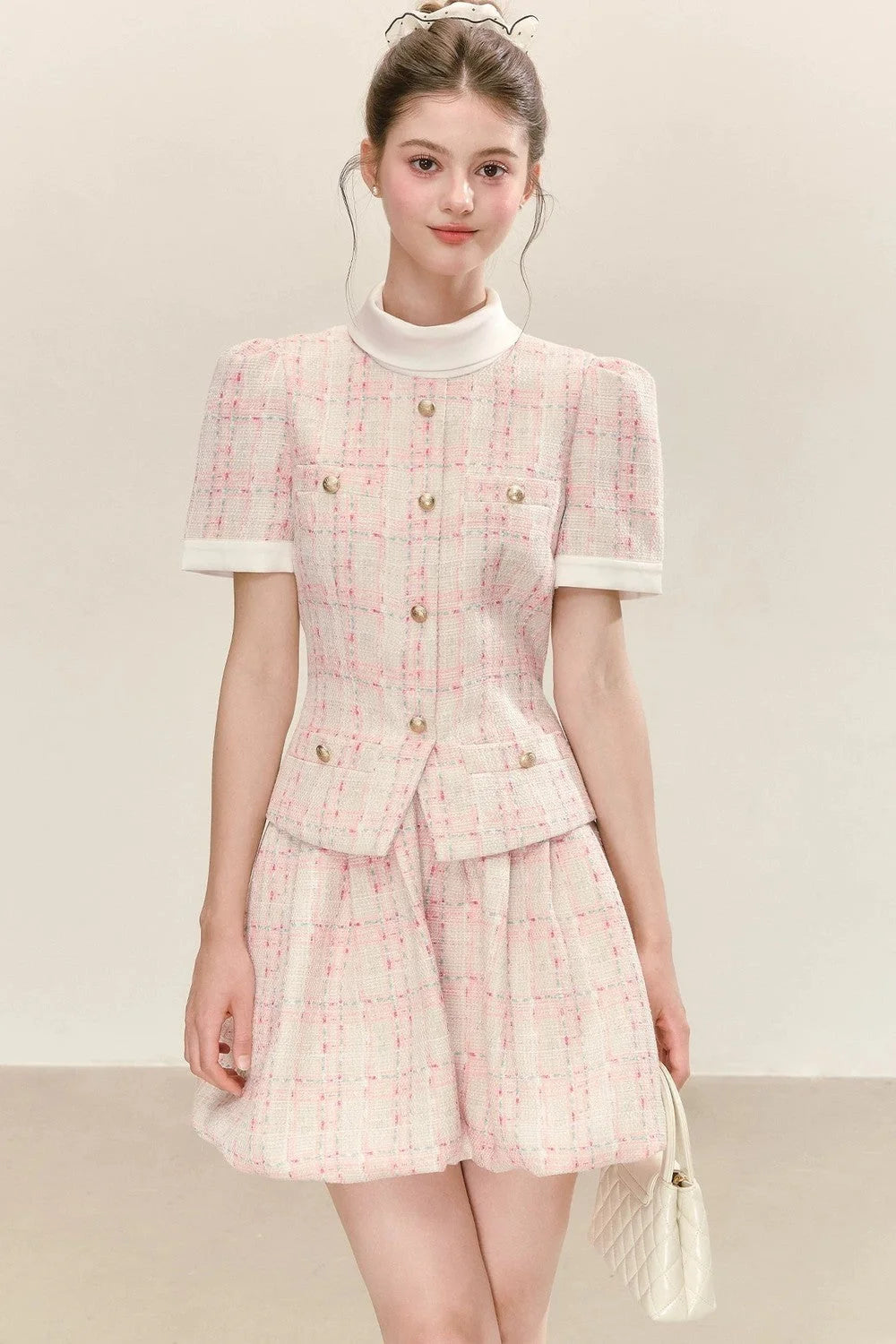 Pink Plaid Flower Bud Dress