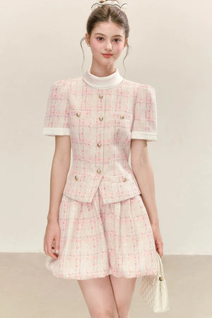 Pink Plaid Flower Bud Dress