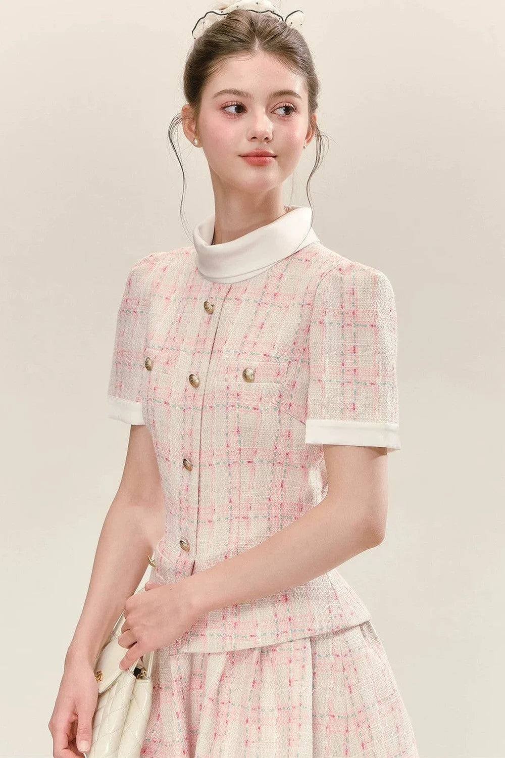 Pink Plaid Flower Bud Dress