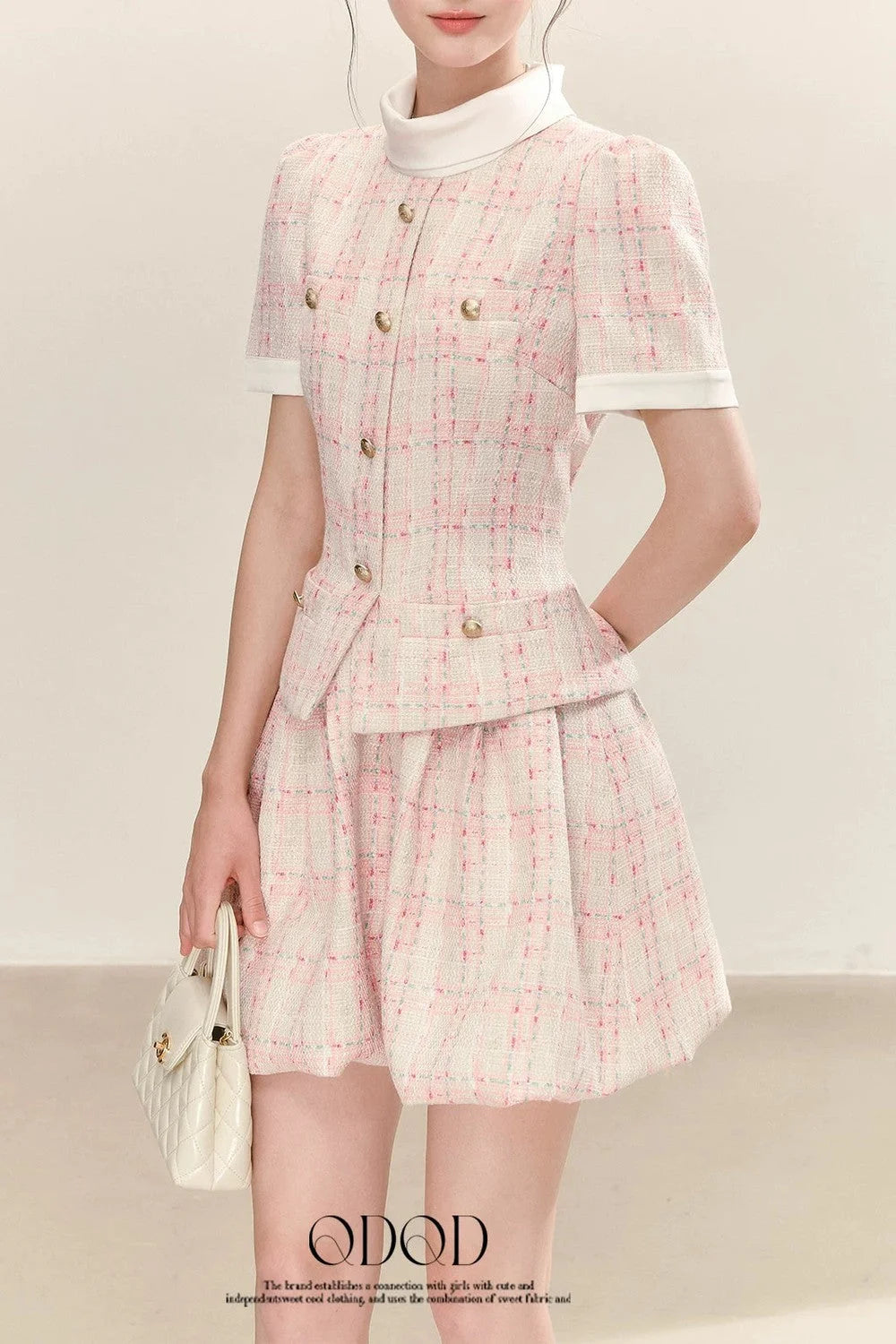 Pink Plaid Flower Bud Dress