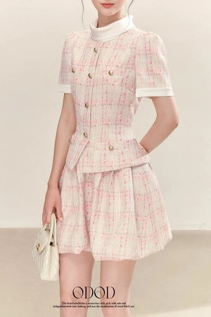 Pink Plaid Flower Bud Dress
