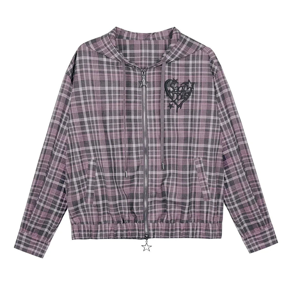 Pink Plaid Hooded Jacket