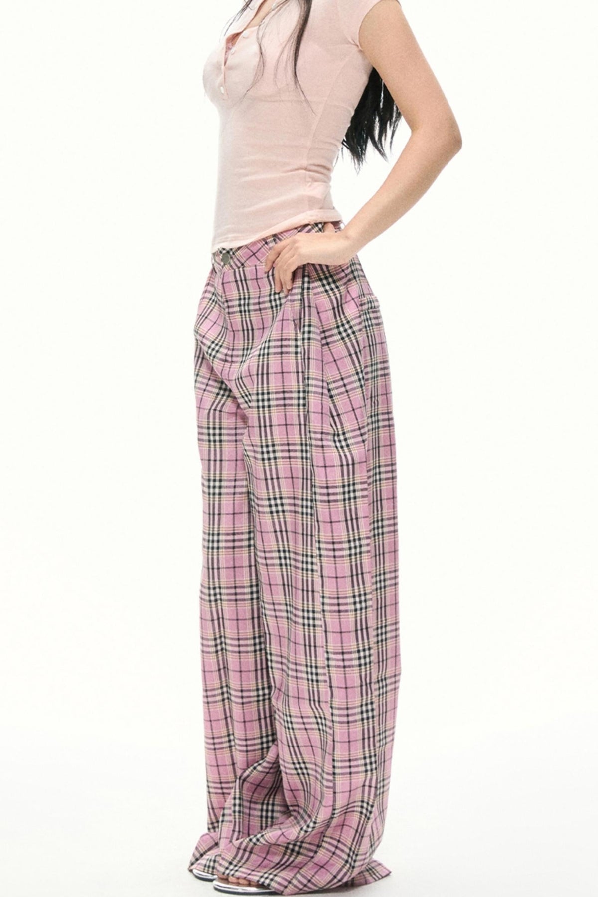 Pink Plaid Trousers