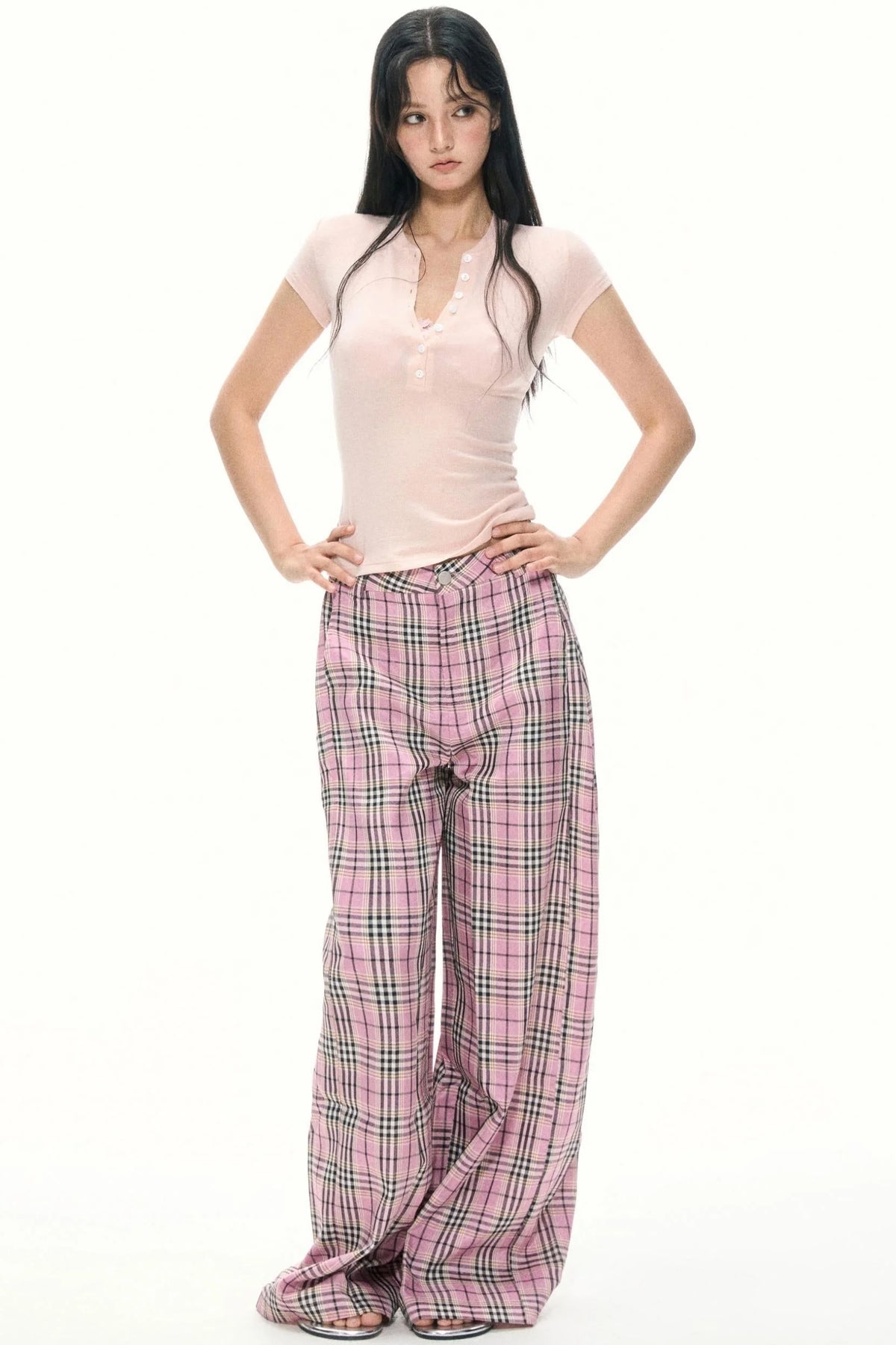 Pink Plaid Trousers