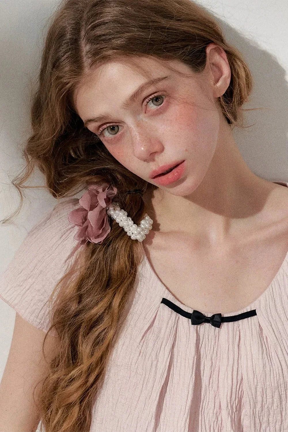 Pink Pleated Summer Blouse