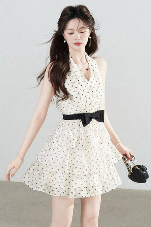 Pink Polka Dot Chiffon Dress